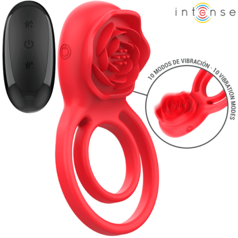 Gail stimulateur rose 10 vibrations rouge telecommande — INTENSE