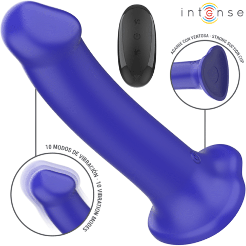 Victoria vibrateur avec ventouse 10 vibrations bleu foncé télécommande — INTENSE