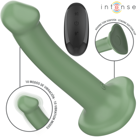 Becca vibrateur avec ventouse 10 vibrations télécommande verte — INTENSE