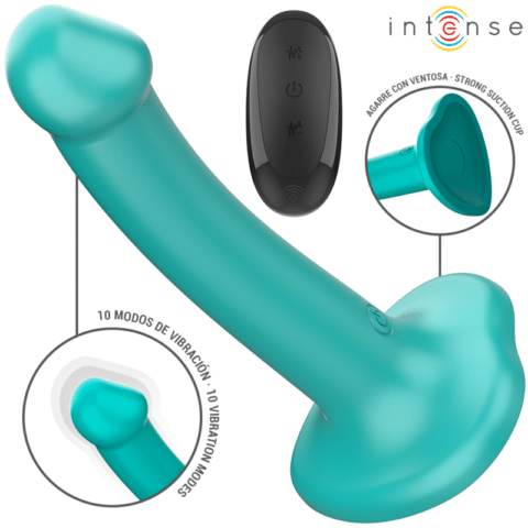 Katie vibrateur avec ventouse 10 vibrations télécommande bleue — INTENSE