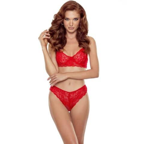 Ensemble denelia string + soutien-gorge rouge L/XL — PASSION