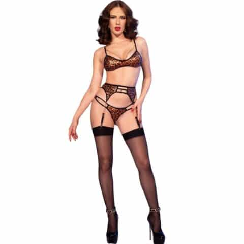 Wildcat ensemble soutien-gorge + bas + string leopard S — CHILIROSE