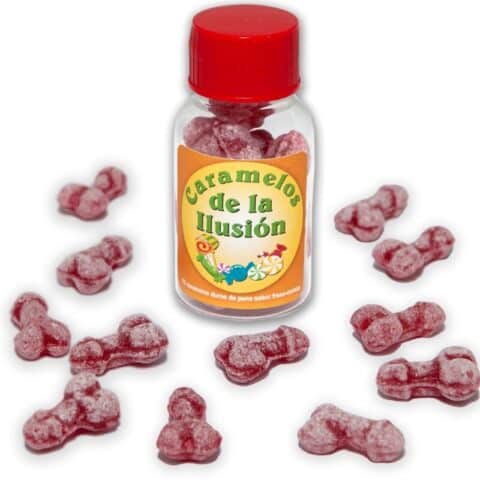 12 Bonbons illusions en forme de pénis fraise/cerise — DIABLO PICANTE