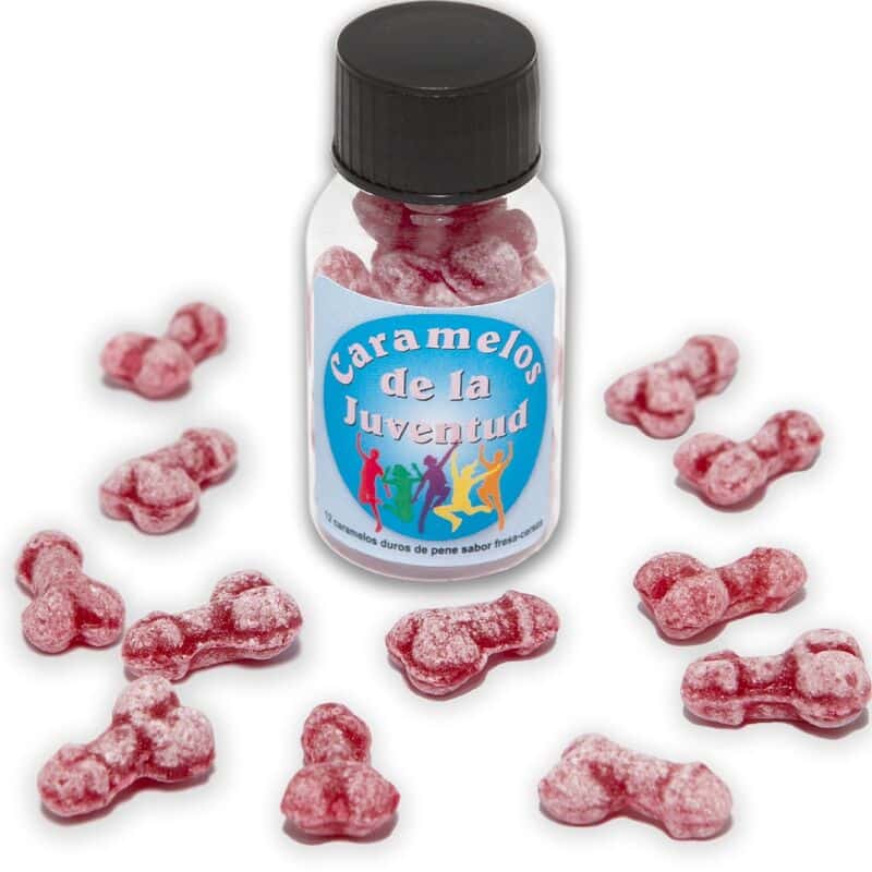 12 Bonbons jeunesse forme pénis fraise/cerise — DIABLO PICANTE