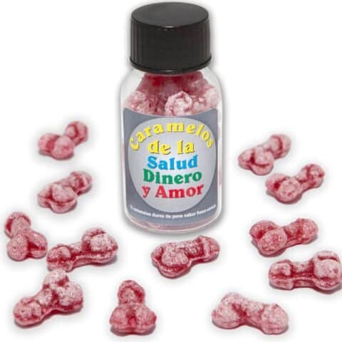 12 Bonbons santé-argent-amour forme de pénis fraise/cerise — DIABLO PICANTE