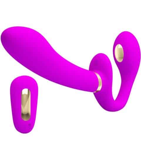 Thunderbird double vibrateur strap-on télécommande violet — PRETTY LOVE