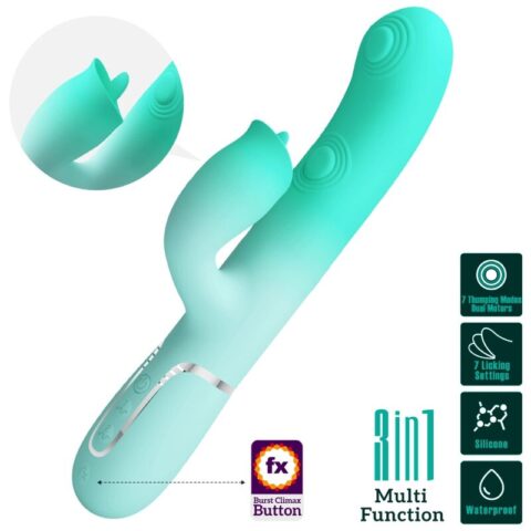 Vibrateur lapin multifonction gigi vert aqua — PRETTY LOVE