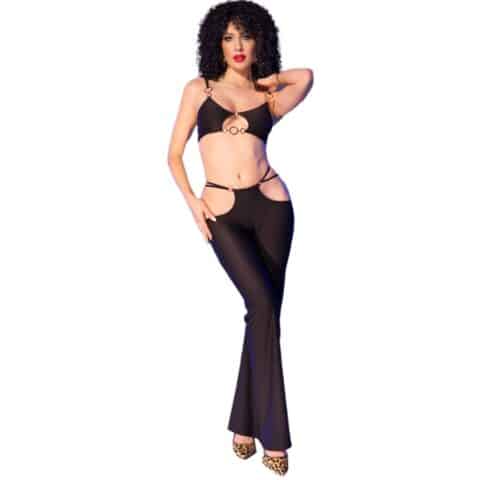 Ensemble top et leggings noirs avec accessoires dorés M — CHILIROSE