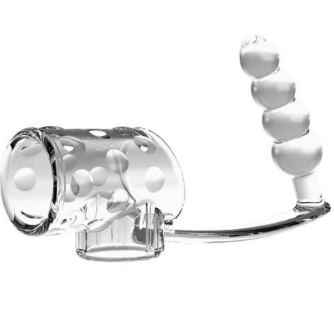 Manchon pénis avec plug anal transparent — PRETTY LOVE