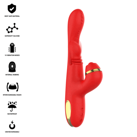 Stimulateur de clitoris multifonction katy 4 têtes interchangeables rouge — INTENSE