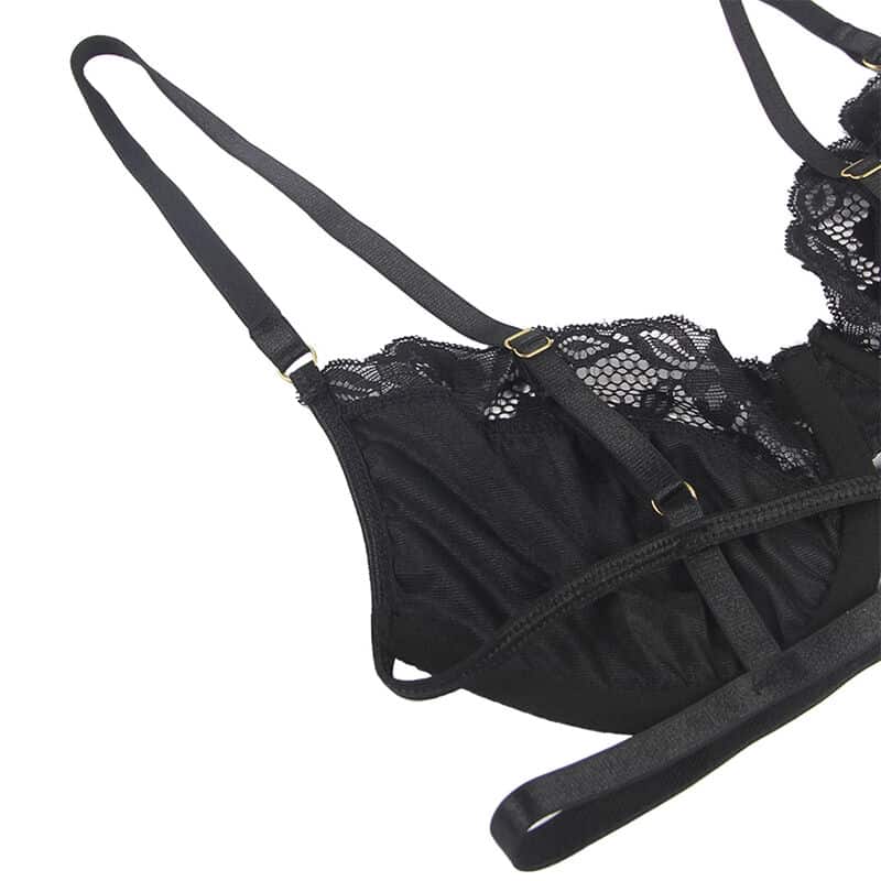 LOT 3 pièces soutien-gorge + string + jarretière dentelle noir L/XL — SUBBLIME, vue 6