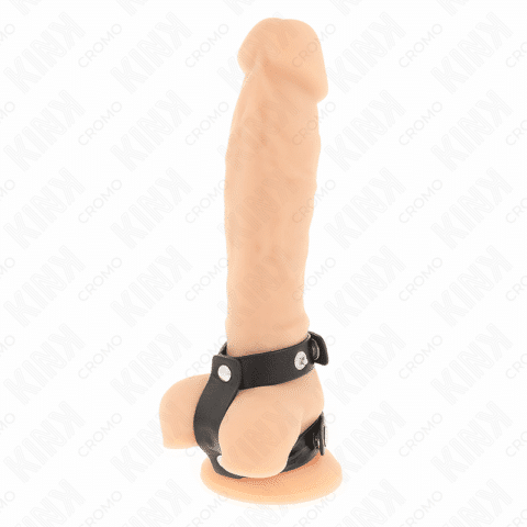 Anneau pénis double en cuir réglable — KINK