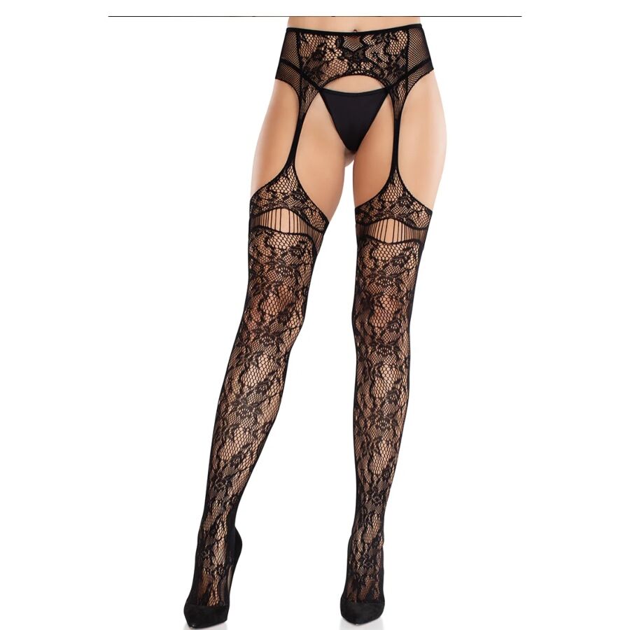 Bas en dentelle avec jarretelles noir — LEG AVENUE
