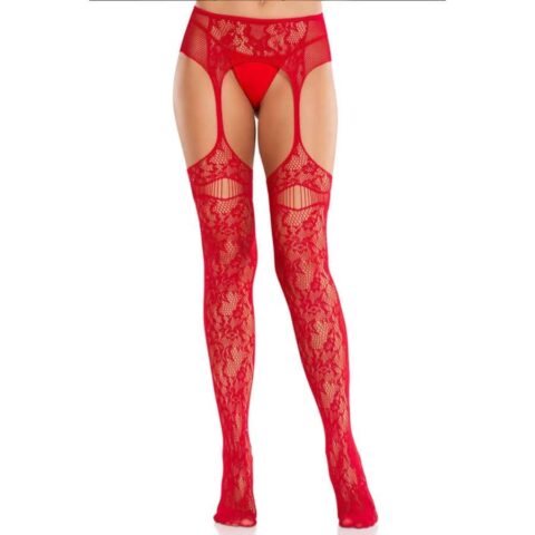 Bas en dentelle avec jarretelles rouges — LEG AVENUE