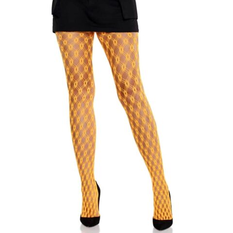 Collants en dentelle avec œillets orange fluo — LEG AVENUE