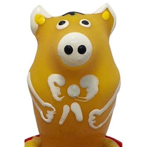 Préservatifs fantaisie peints à la main cochon assis jaune — CONDOMERIE