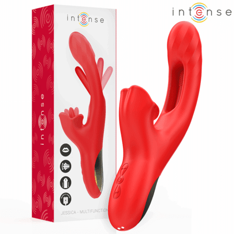 Jessica vibrateur multifonction stimulation clitoris 24,8 CM rouge — INTENSE