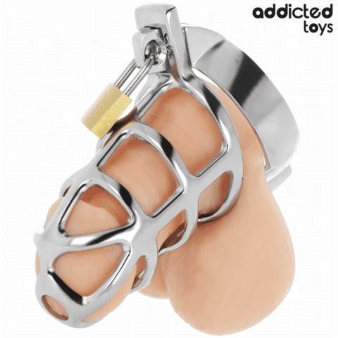 Cage à pénis en métal avec verrou argent taille S — ADDICTED TOYS LOCKED