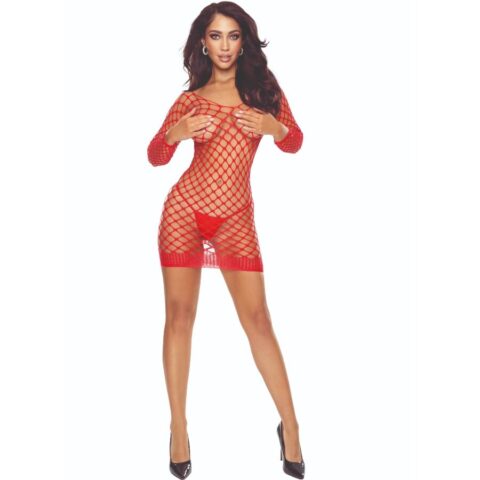 Bodystocking grid rouge — PASSION