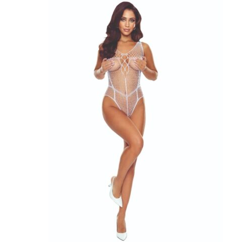 Bodystocking blanc grille — PASSION