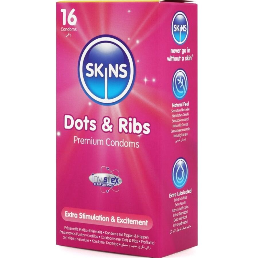 Pack de 16 préservatifs premium dots & ribs — SKINS, vue 2