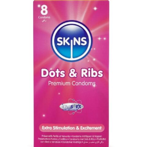 Pack de 8 préservatifs premium dots & ribs