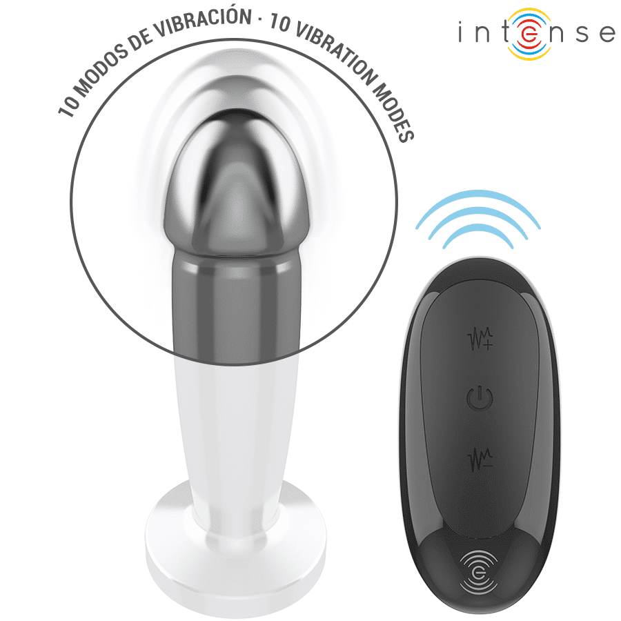 Plug anal 10 vibrations gode métallique avec télécommande S — INTENSE, vue 4