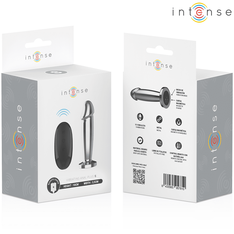 Plug anal 10 vibrations gode métallique avec télécommande S — INTENSE, vue 8