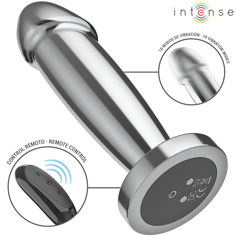 Plug anal 10 vibrations gode métallique avec télécommande S — INTENSE, vue 3