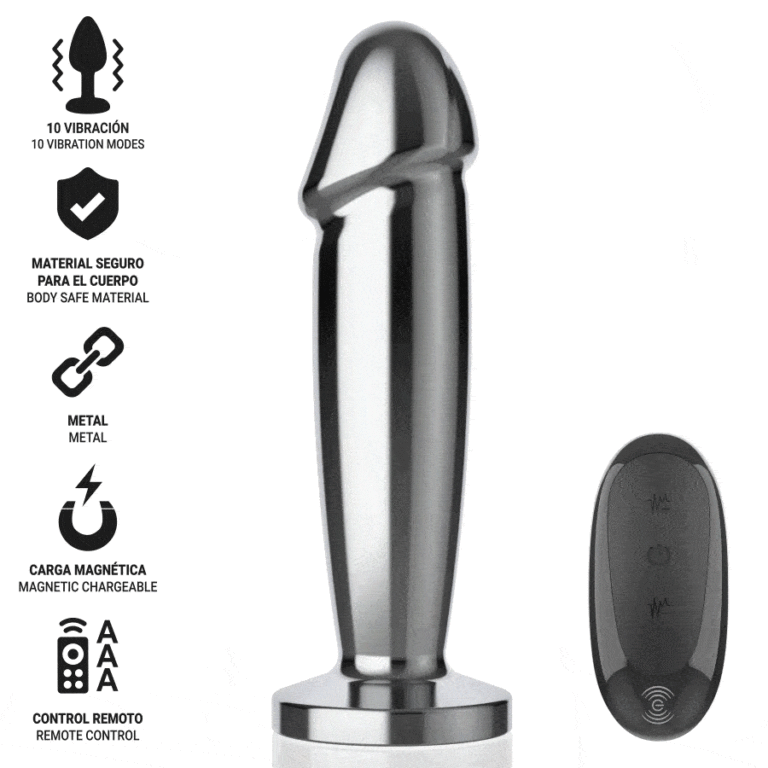 Plug anal 10 vibrations gode métallique avec télécommande S — INTENSE, vue 2