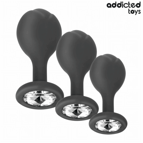 LOT de 3 plug anal avec bijou — ADDICTED TOYS