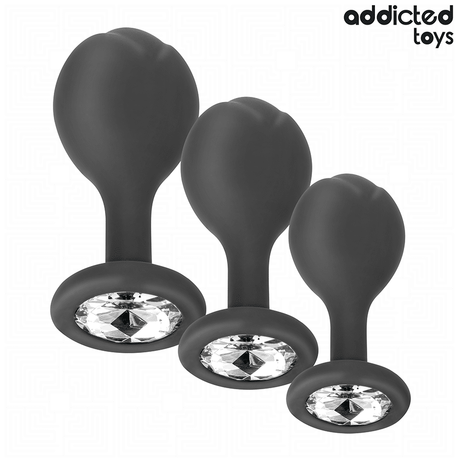 LOT de 3 plug anal avec bijou — ADDICTED TOYS