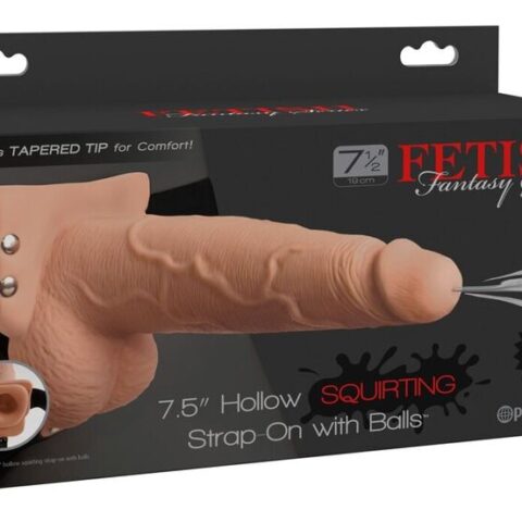 Harnais réglable pénis réaliste avec balles éjaculantes 19 CM — FETISH FANTASY SERIES