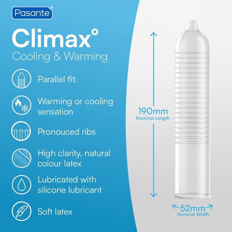 Préservatifs climax 6 effet chaleur + 6 effet frais / 12 unités — PASANTE, vue 4