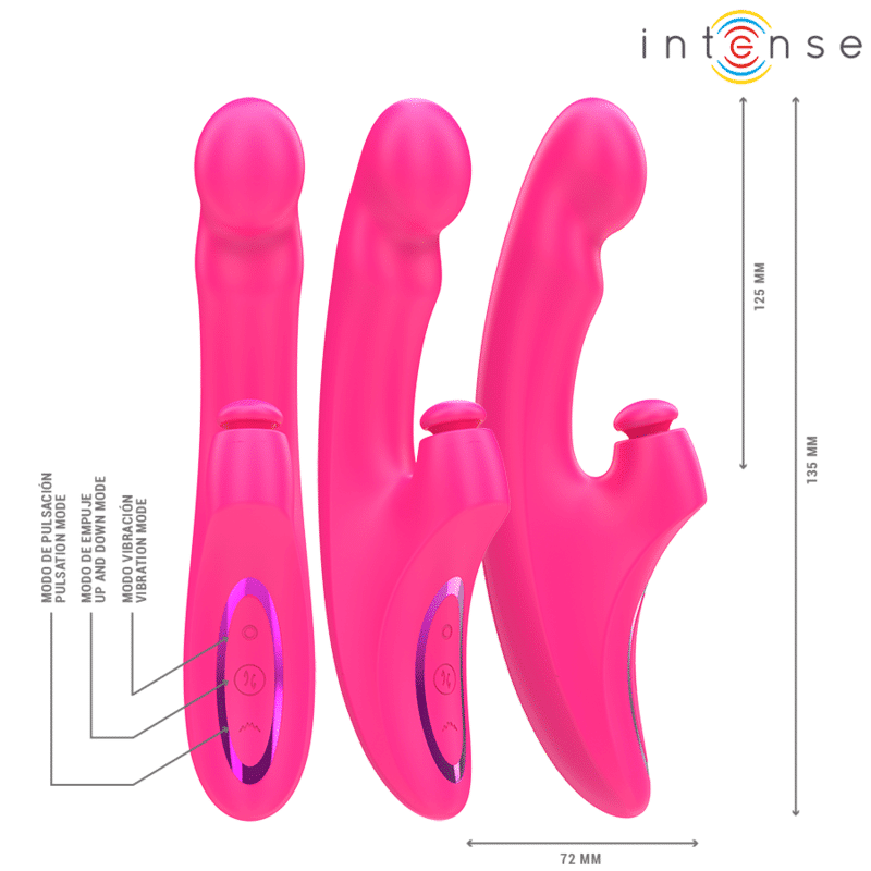 EMI vibrateur 13,5 CM multifonction 3 en 1 10 vibrations rose — INTENSE, vue 3