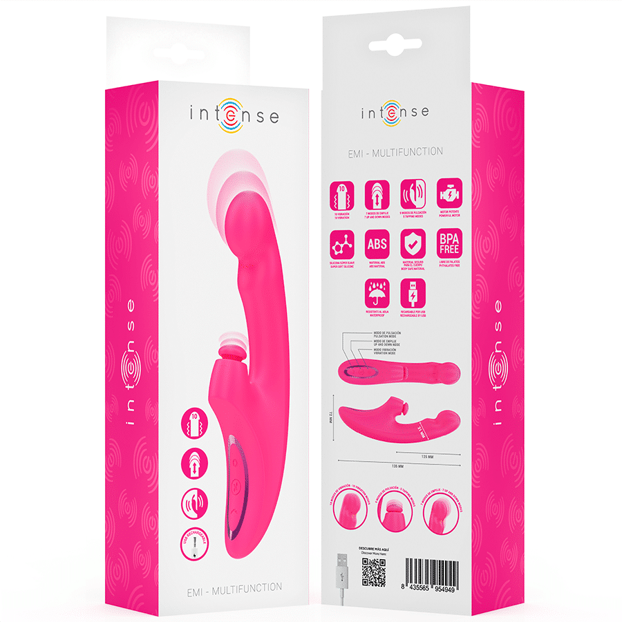 EMI vibrateur 13,5 CM multifonction 3 en 1 10 vibrations rose — INTENSE, vue 8