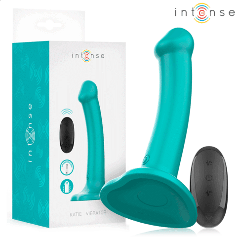 Katie vibrateur avec ventouse 10 vibrations télécommande bleue — INTENSE