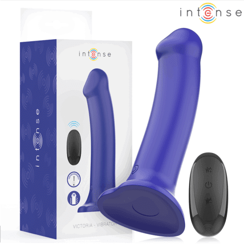 Victoria vibrateur avec ventouse 10 vibrations bleu foncé télécommande — INTENSE