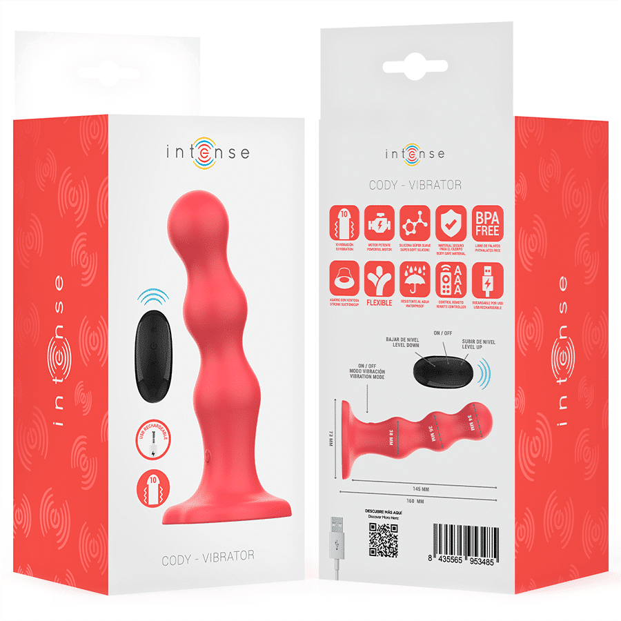 Cody vibrateur avec ventouse télécommande rouge — INTENSE, vue 8