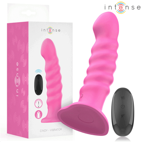 Cindy vibrateur taille L design spirale 10 vibrations rose télécommande — INTENSE
