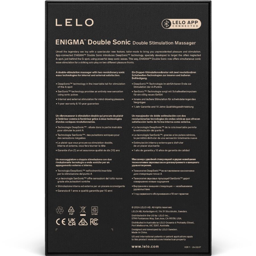 Enigma double vibrateur sonic point G noir — LELO, vue 5