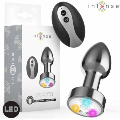 Plug anal vibrant en métal avec lumières LED et télécommande - taille S