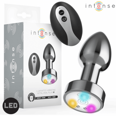 Plug anal vibrant en métal avec lumières LED et télécommande - taille M