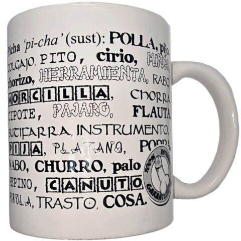 Tasse blanche avec synonymes de pénis 370 ML — DIABLO PICANTE