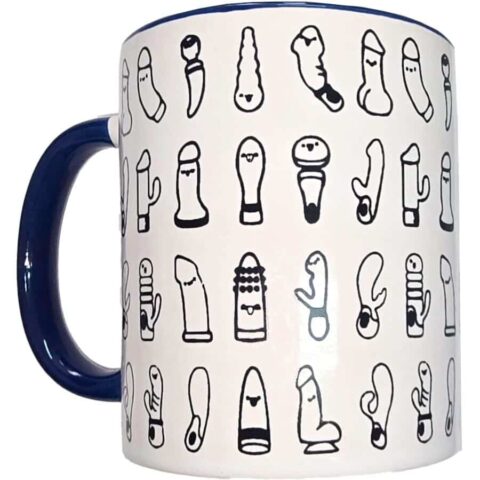 Tasse vibrante blanche avec anse bleue 370 ML — DIABLO PICANTE