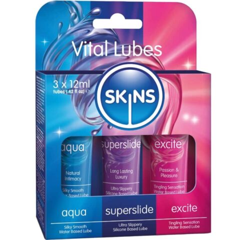 Aqua, superslide et excite (3 x 12 ml) — KIT DE LUBRIFIANTS VITAL POUR LA PEAU