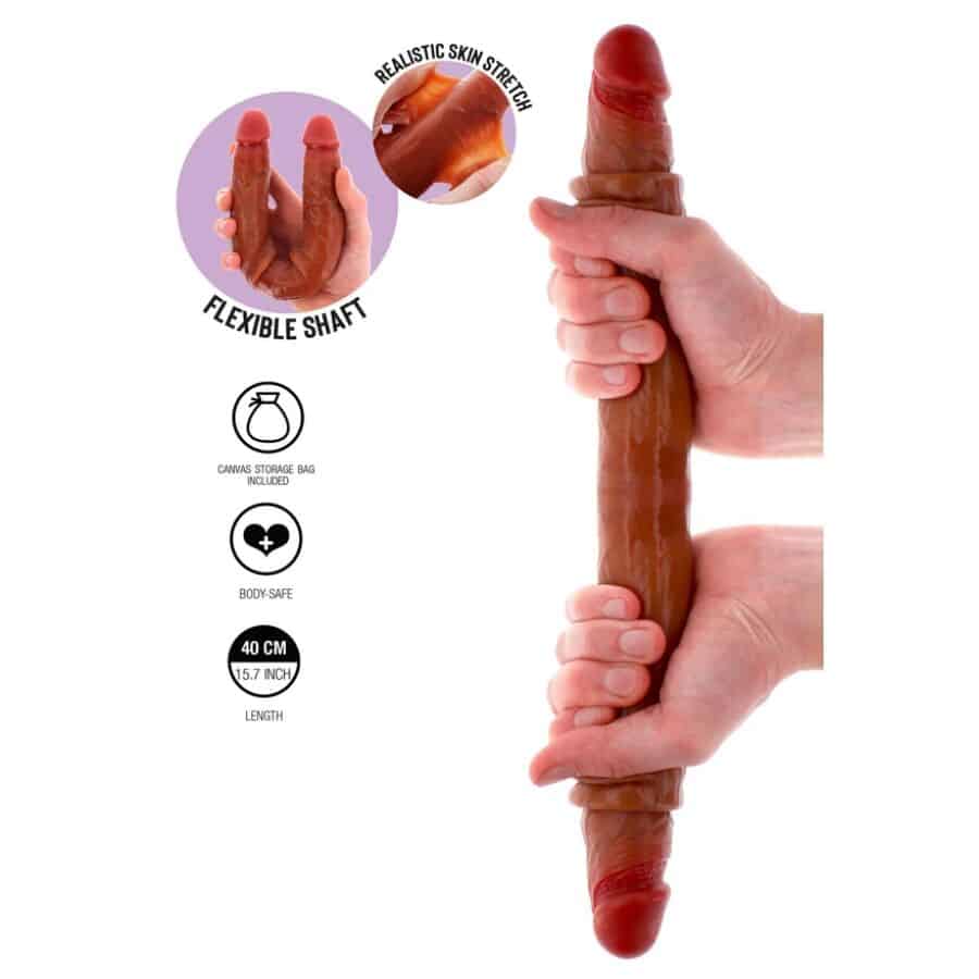 Godemichet en silicone à double extrémité caramel 40 CM — GET REAL, vue 2