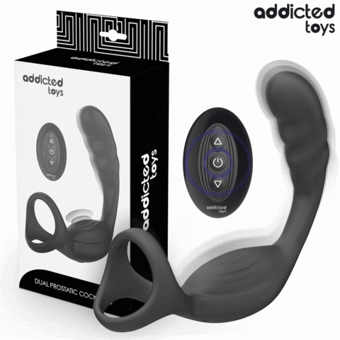 Anneau pénis prostatique double avec télécommande — ADDICTED TOYS