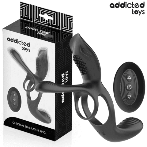 Anneau double pénis avec stimulateur clitorial — ADDICTED TOYS