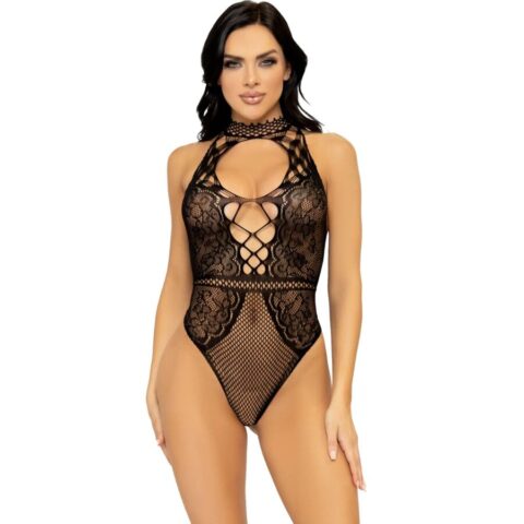 Body gilet en résille et dentelle taille unique — LEG AVENUE